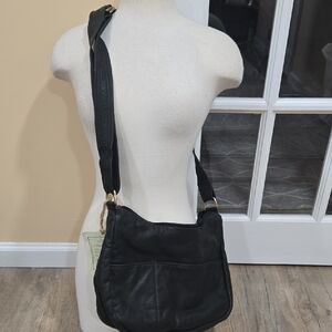 NEW PORTEMANTEAU  Black Leather Shoulder Bag!!